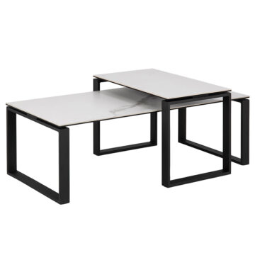 Katrine Black Coffee Table Set | White Ceramic Akranes Top