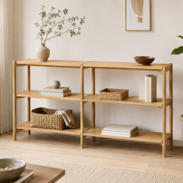 Braidwood Bookcase with 4 Shelves in Oak