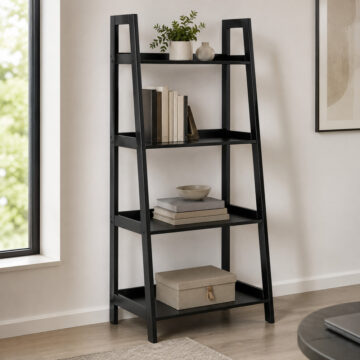 Wally Bookcase with 4 Shelves in Black