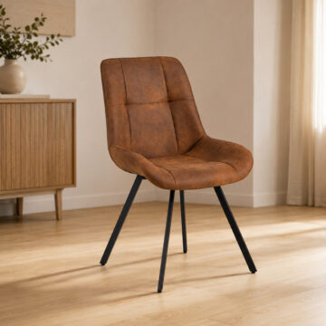 Waylor Dining Chair in Brown Fabric