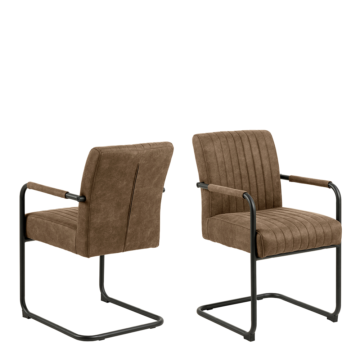 Adele Pair of Dining Chairs | Light Brown Fabric