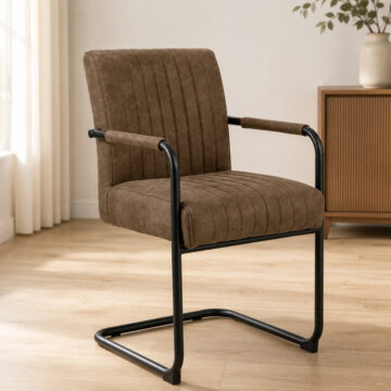 Adele Pair of Dining Chairs | Light Brown Fabric