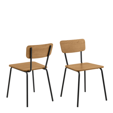 Peru Pair of Dining Chairs | Steel Legs | Oak Finish