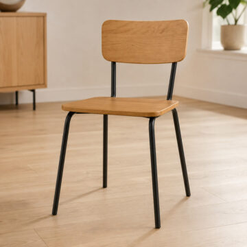 Peru Pair of Dining Chairs | Steel Legs | Oak Finish