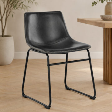 Oregon Black Dining Chair | Cream Stitching