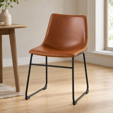 Oregon Brown Dining Chair | Cream Stitching