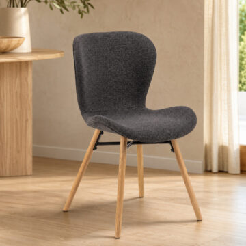 Batilda Dining Chairs with Grey Fabric and Oak Set of 2