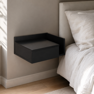 Ashlan Black 1 Drawer Bedside Table