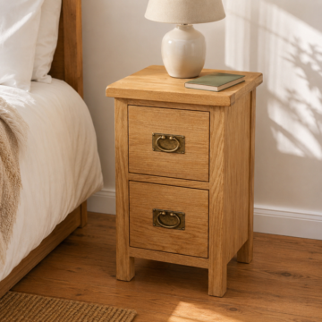 Belmont Oak 2 Drawer Narrow Bedside