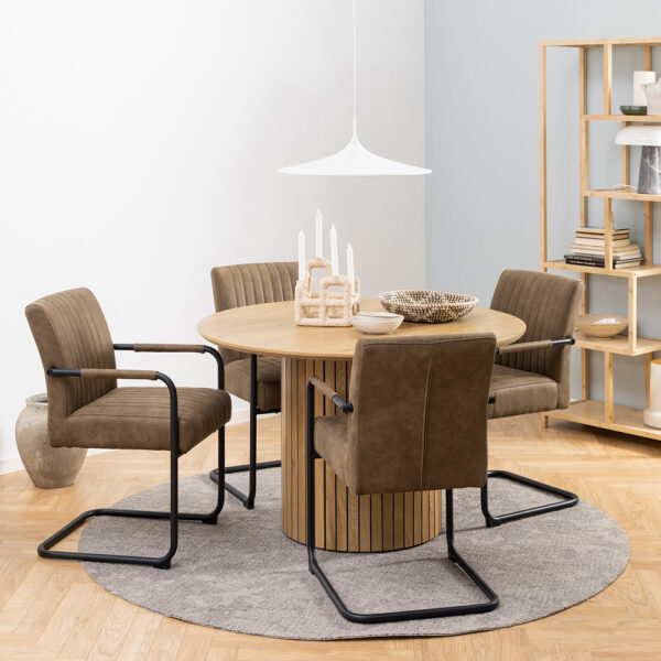 Adele Dining Chair in Light Brown Fabric Set of 2 | Assembly Required