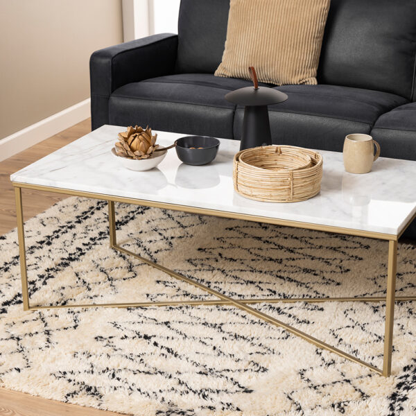 Alisma Coffee Table with White Marble Effect Top | Assembly Required