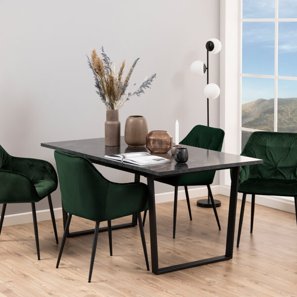 Amble Dining Table with Black Marble Effect Top & Black Legs | Assembly Required