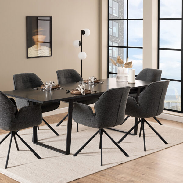 Amble Dining Table with Black Marble Effect Top & Black Legs | Assembly Required