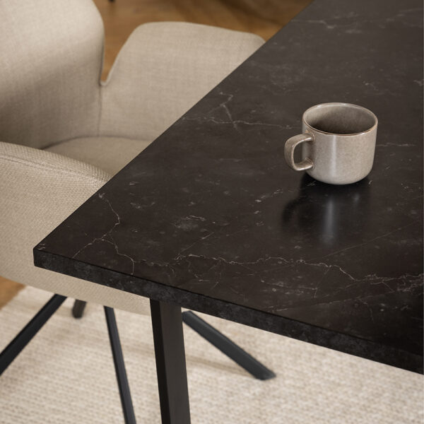 Amble Dining Table with Black Marble Effect Top & Black Legs | Assembly Required