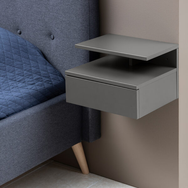 Ashlan Bedside Table with 1 Drawer in Grey | Assembly Required