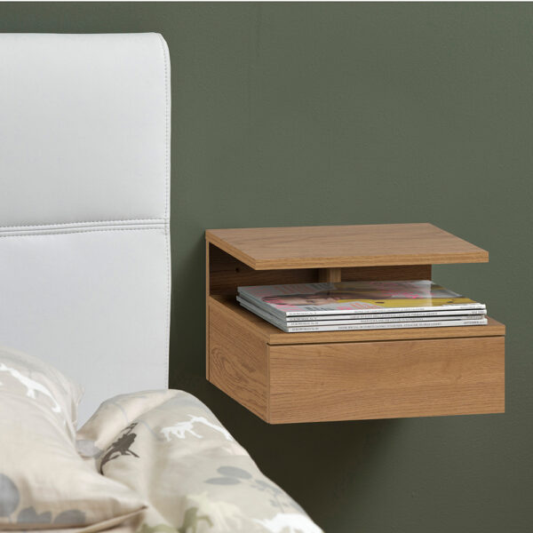 Ashlan Bedside Table with 1 Drawer in Oak | Assembly Required