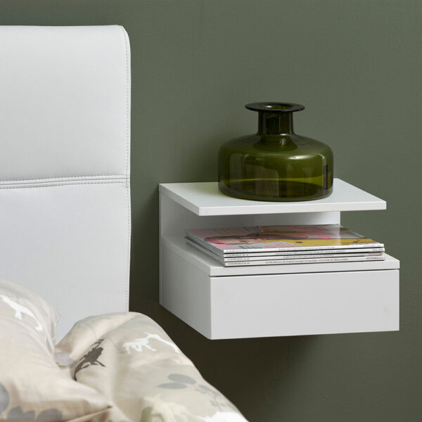 Ashlan Bedside Table with 1 Drawer in White | Assembly Required