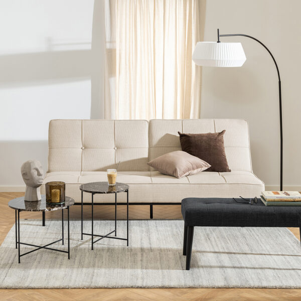 Avila Side Table in Brown Marble Effect Ã˜52x40 cm | Assembly Required
