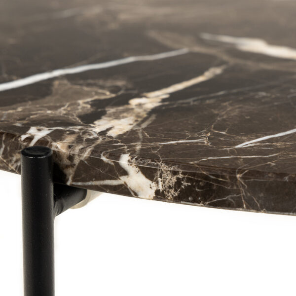 Avila Side Table in Brown Marble Effect Ã˜52x40 cm | Assembly Required