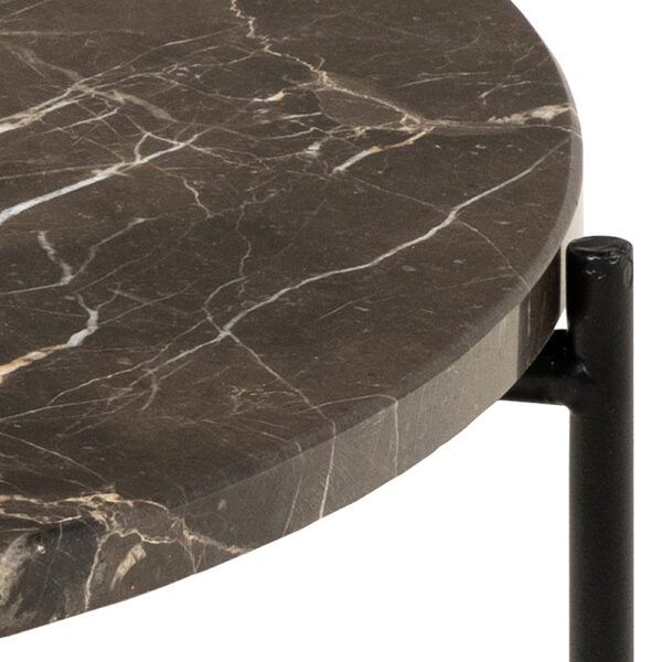 Avila Side Table in Brown Marble Effect Ã˜52x40 cm | Assembly Required