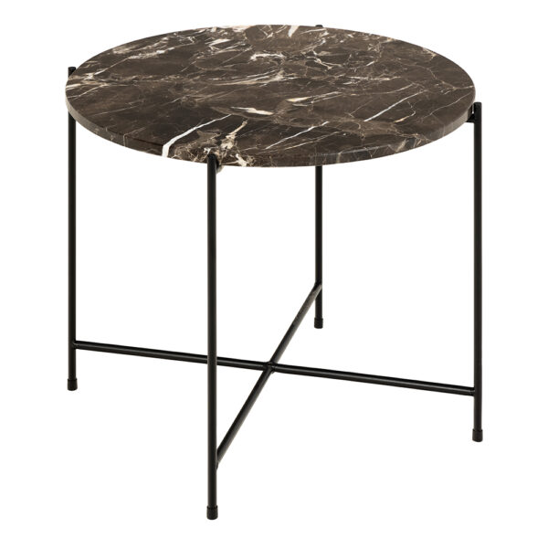 Avila Side Table in Brown Marble Effect Ø52x40 cm