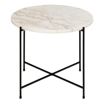 Avila Side Table in White Marble Effect Ø52x40 cm