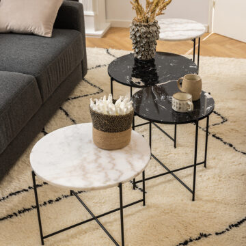 Avila Side Table | White Marble Finish | 52×40 cm