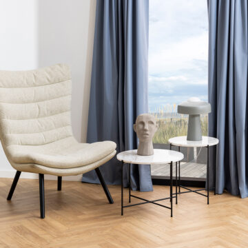 Avila Side Table | White Marble Finish | 52×40 cm