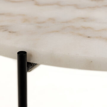 Avila Side Table | White Marble Finish | 52×40 cm