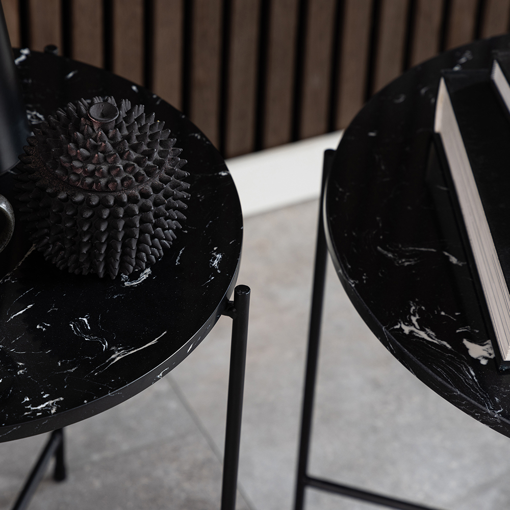 Avila Side Table with Black Marble Effect