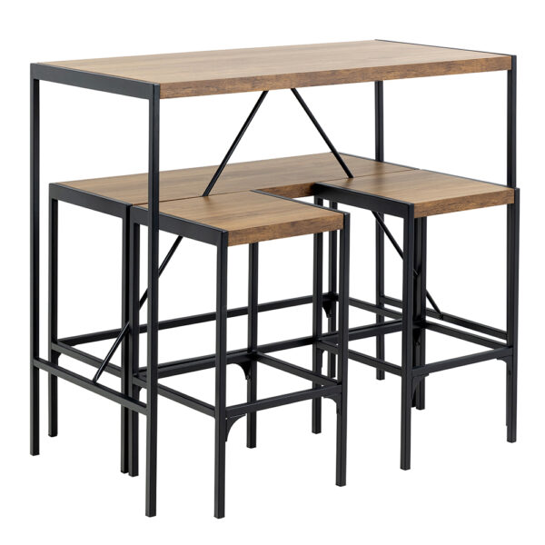 Bahamas Bar Table Set and Black and Oak | Assembly Required