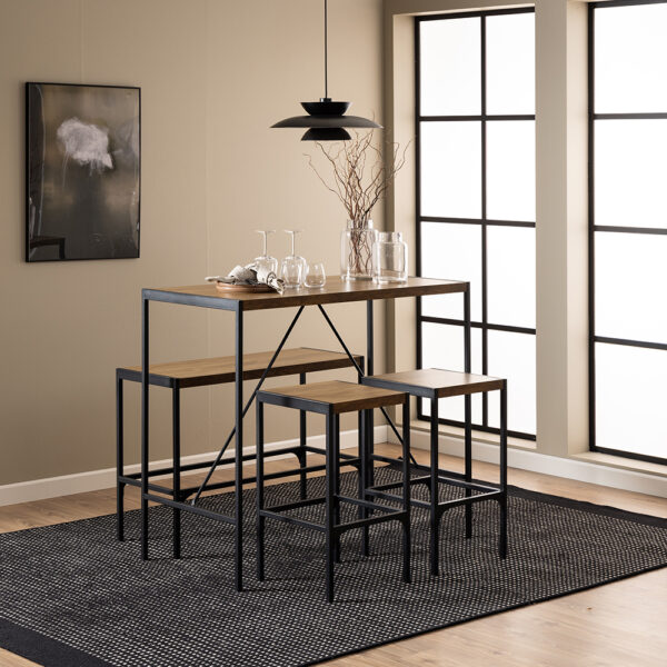 Bahamas Bar Table Set and Black and Oak | Assembly Required