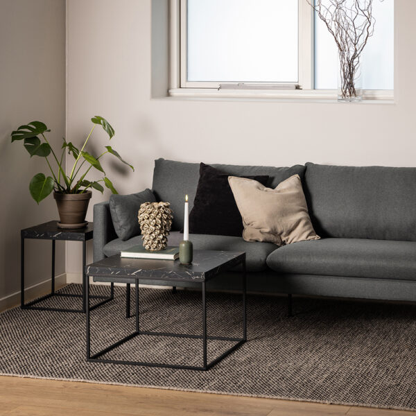 Barossa Coffee Table with Black Marble Marquina Top & Black Steel Base 40cm | Assembly Required