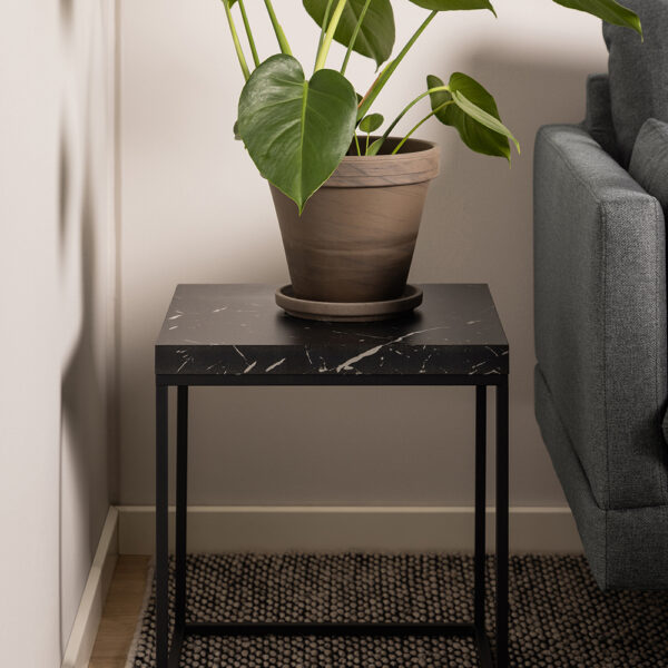 Barossa Coffee Table with Black Marble Marquina Top & Black Steel Base 40cm | Assembly Required