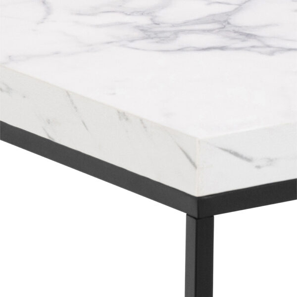Barossa Coffee Table with White Marble Carrara Top & Black Base 40cm | Assembly Required