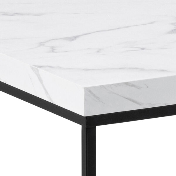 Barossa Coffee Table with White Marble Carrara Top & Black Steel Base 110x55x45cm | Assembly Required