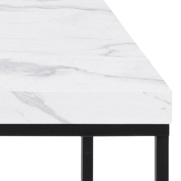 Barossa Coffee Table with White Marble Carrara Top & Black Steel Base 110x55x45cm | Assembly Required