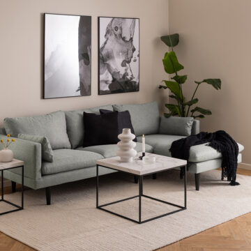 Barossa Black Steel Frame Coffee Table | White Marble Carrara Top
