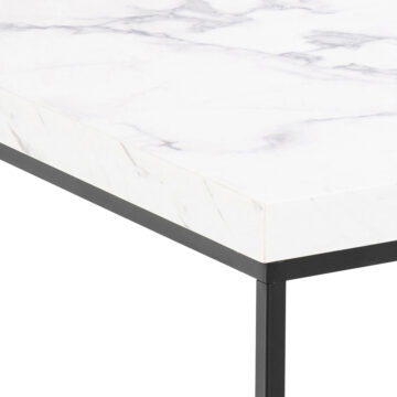 Barossa Black Steel Frame Coffee Table | White Marble Carrara Top