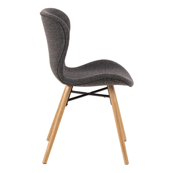 Batilda Dining Chairs with Grey Fabric and Oak Set of 2 | Assembly Required