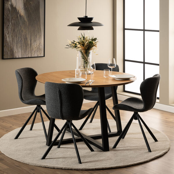 Batilda Swivel Dining chairs in Grey Fabic Set of 2 | Assembly Required