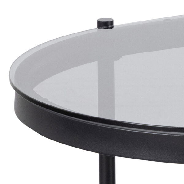Black Bayonne Oval Coffee Table with Smoked Glass Top | Assembly Required