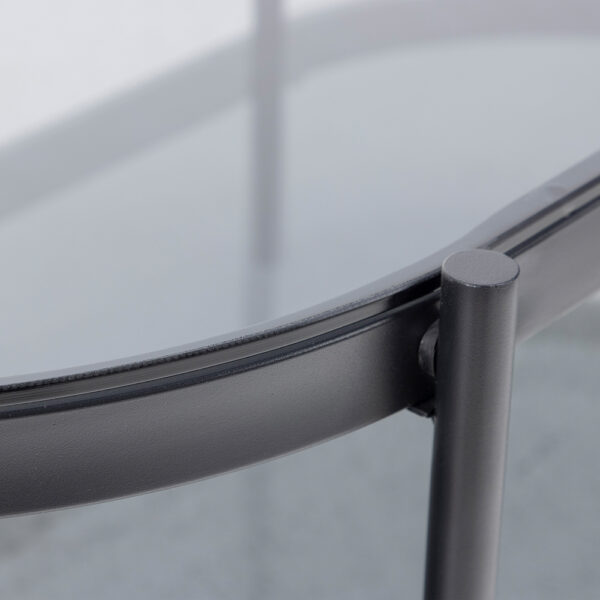 Black Bayonne Oval Coffee Table with Smoked Glass Top | Assembly Required