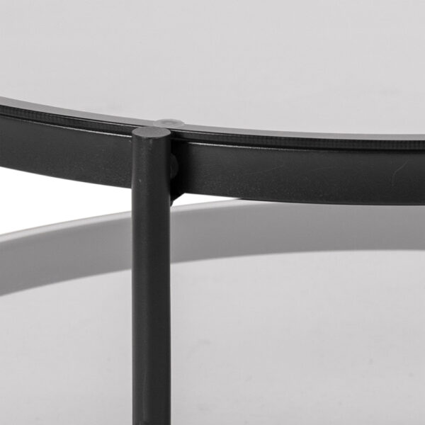 Bayonne Round Coffee Table in Black with Smoked Glass Top | Assembly Required