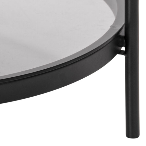 Bayonne Round Coffee Table in Black with Smoked Glass Top | Assembly Required