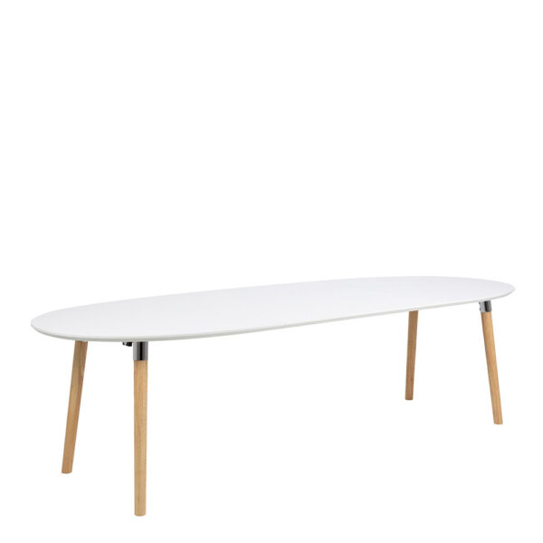 Belina Oval Dining Table in White & Oak | Assembly Required
