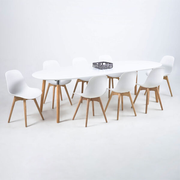 Belina Oval Dining Table in White & Oak | Assembly Required