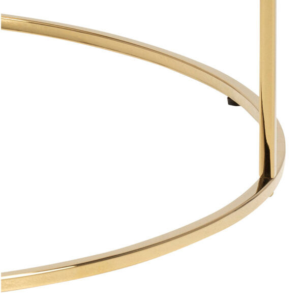 Bolton -A1 Round Coffee Table with White Crystal Clear Marble Glass Top & Gold Base | Assembly Required