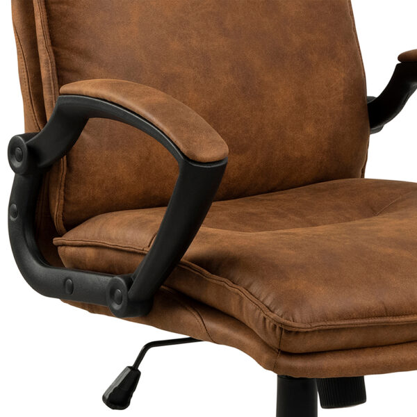 Brad Swivel Office/Desk Chair with Armrest in Brown | Assembly Required