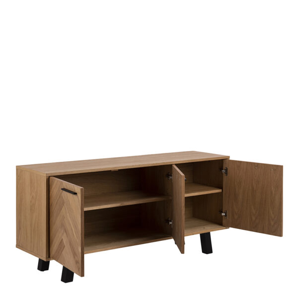 Brighton 3 Door Sideboard in Oak with Herringbone Effect | Assembly Required